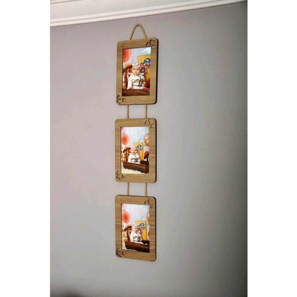 3 Lü Ahşap 10X15 Duvar Albümü Çerçeve - Kahverengi Resim & Fotoğraf Çerçevesi Fiyatı