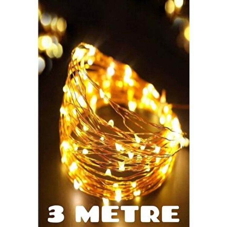 3 Metre Dekoratif Peri LED Işık Gün Işığı Rengi Pilli - Sarı Diğer Fiyatı