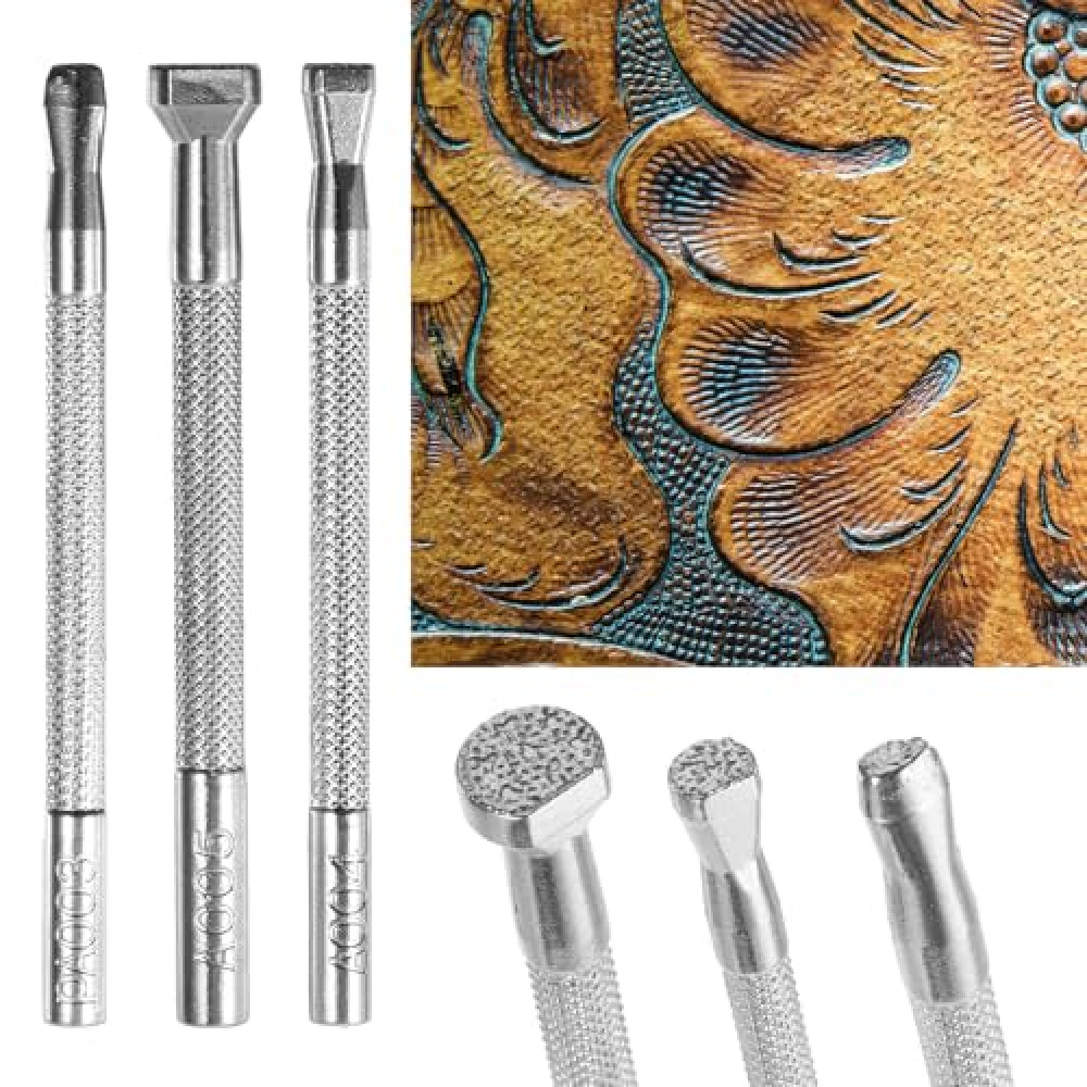 3 Pack Leather Stamps Leather Stamping Tool Leather Stamps for Leather Working Leather Crafting Tools Leather Embossing Kit Professional Leather Background Stamping Tools for Leather Craft Working