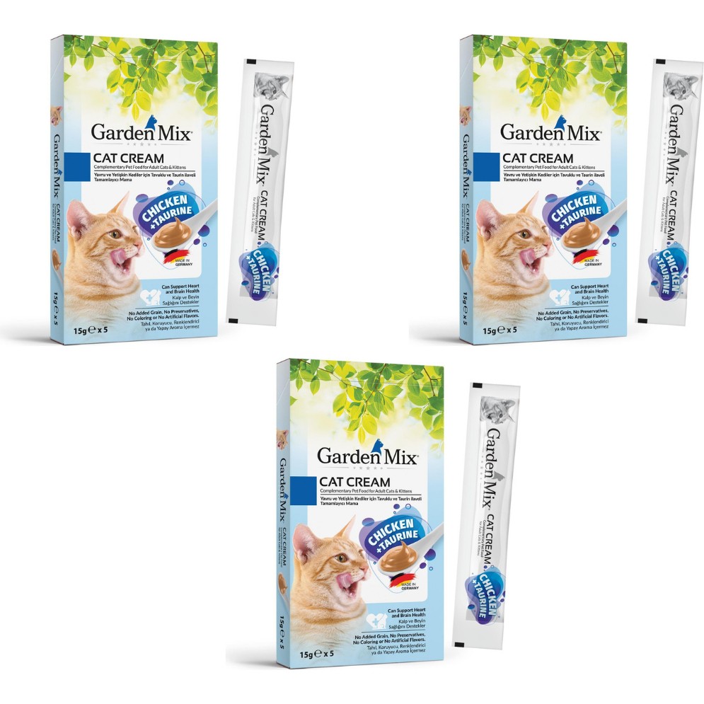 3 Paket Garden Mıx Kedi Kreması Tavuk+Taurin 15GR x 5 Adet Diğer Fiyatı