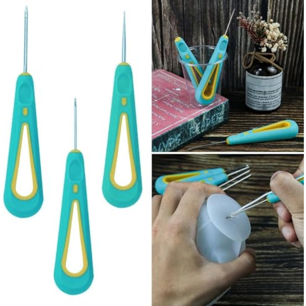 3 Pcs Green Round Hole Cone Hand Drills Punch Needle Candles Wick Tools for DIY Silicone Mould Making Punch Candle Making