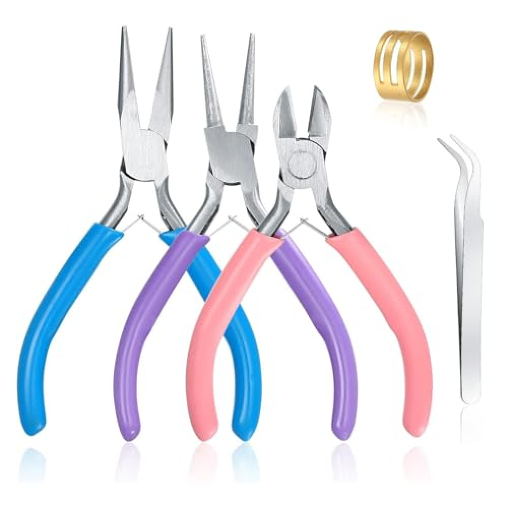 3 Pcs Jewelry Pliers Set - Needle Nose, Round Nose and Wire Cutters for Jewelry Making, Repair and Crafts，Wire Wrapping Beading Crafts Pliers