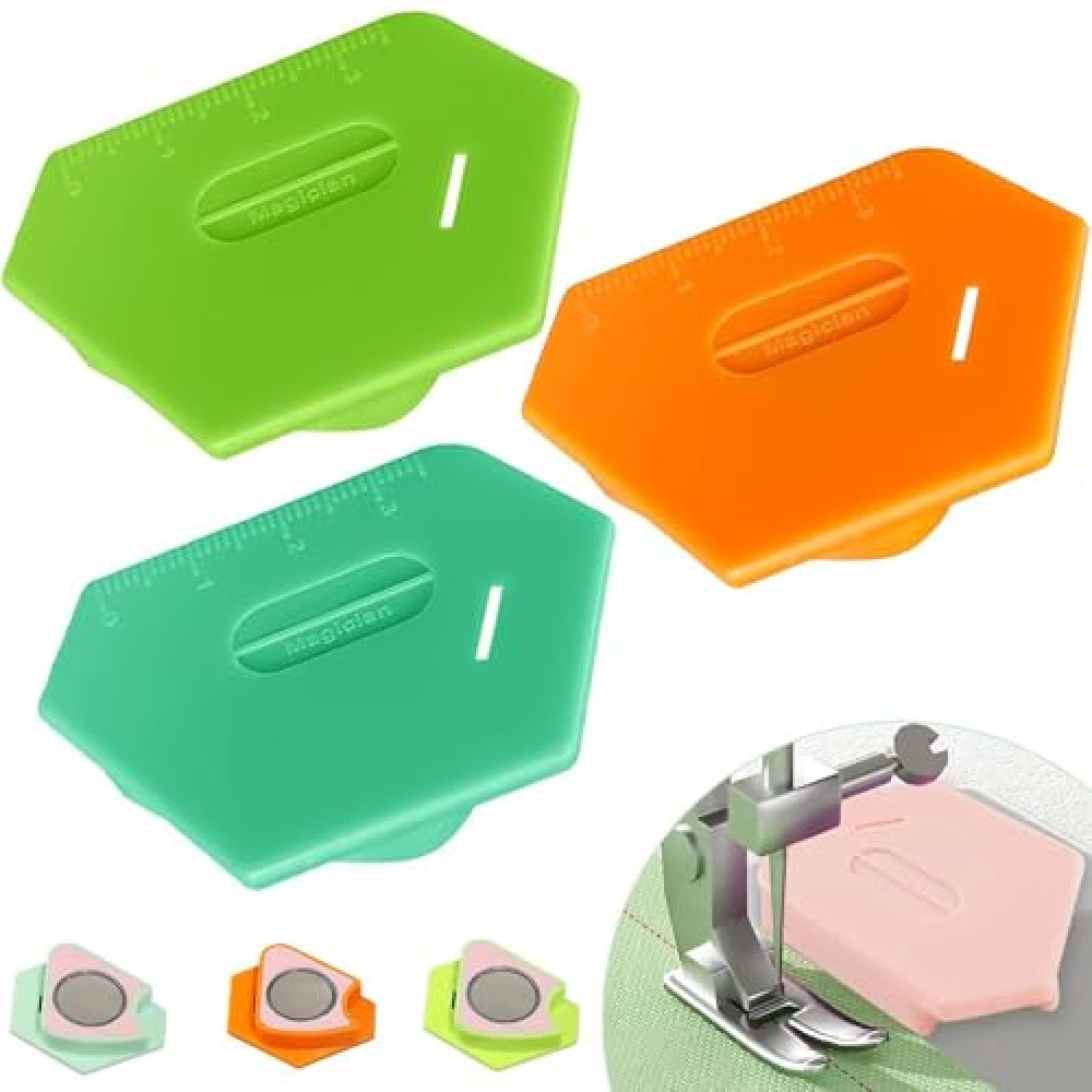 3 PCS Magnetic Seam Guide for Sewing Machine, 2025 Upgraded Multifunctional Polygonal Hemmer Seam Guide with Scale, Sewing Accessories Supplies Tool