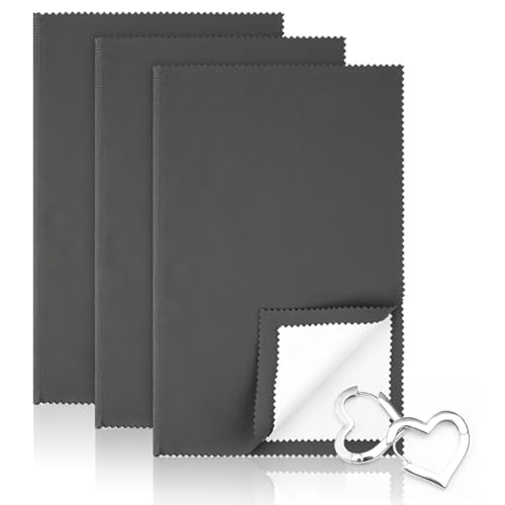 3 Pcs Silver Polishing Cloth, Large 10" X 12.5" Jewelry Cleaner Cloth, Soft Jewelry Polishing Cloth, Four-Layer Double-Sided Silver Cleaning Cloth for Gold, Silver, Diamond, Platinum Jewelry