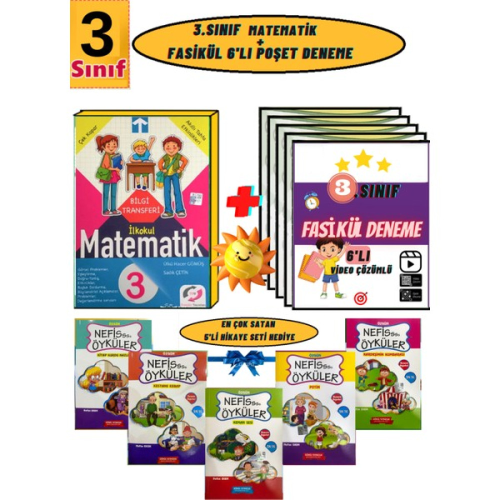 3. Sınıf Matematik+ fasikül Poşet Deneme +Rengarenk 5'li Hikaye Seti Kaynak Kitapları Fiyatı