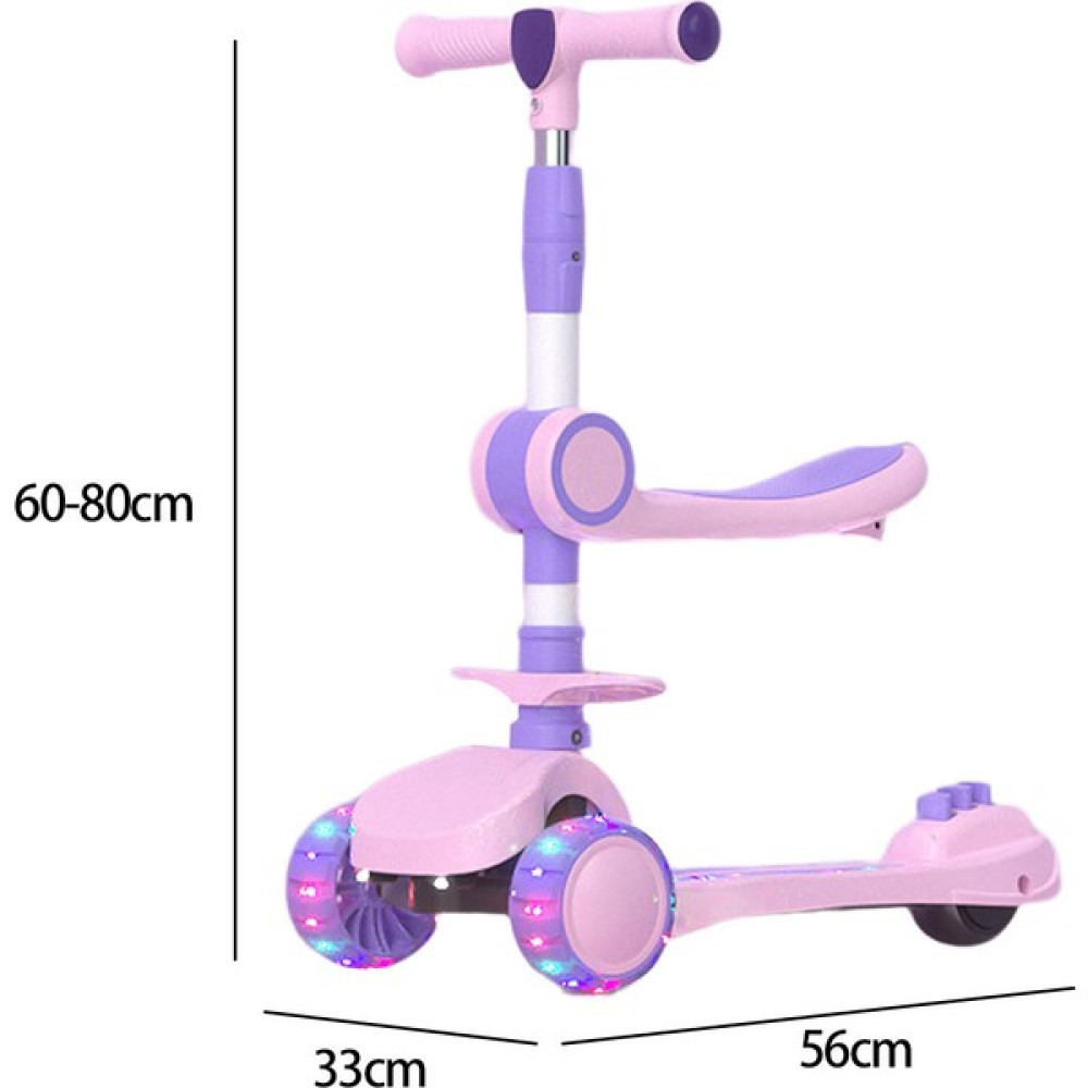 3 Tekerlekli Scooter Taşınabilir Döner Koltuk Flaş 2-12 Yıl Çocuk Scooter (Yurt Dışından) - Açık Pembe Açık Hava, Deniz ve Spor Oyuncakları Fiyatı