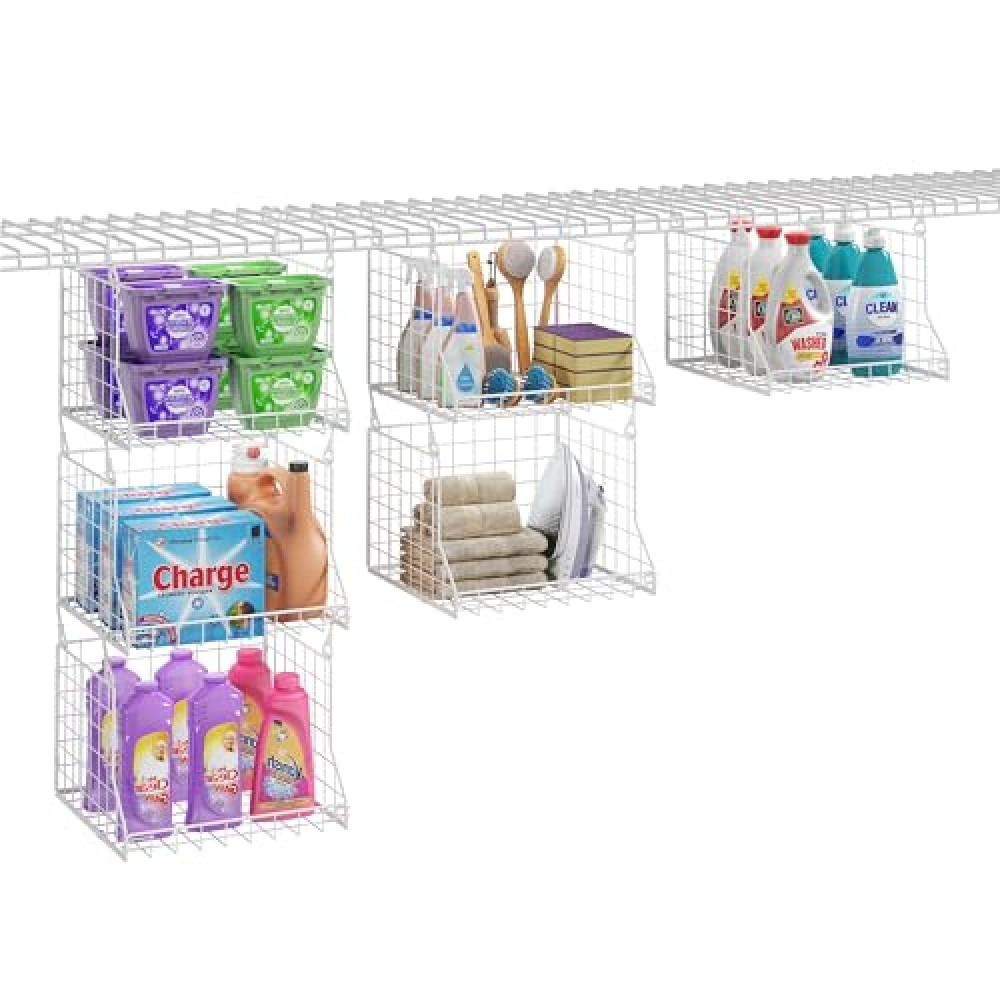 3-Tier Foldable Laundry Basket Organizer with Rotating Hooks - Space-Saving Over Washer and Dryer Shelf for Laundry Room Organization and Storage, Durable Wire Shelving Unit, White Ironing Boards and Accessories Fiyatı