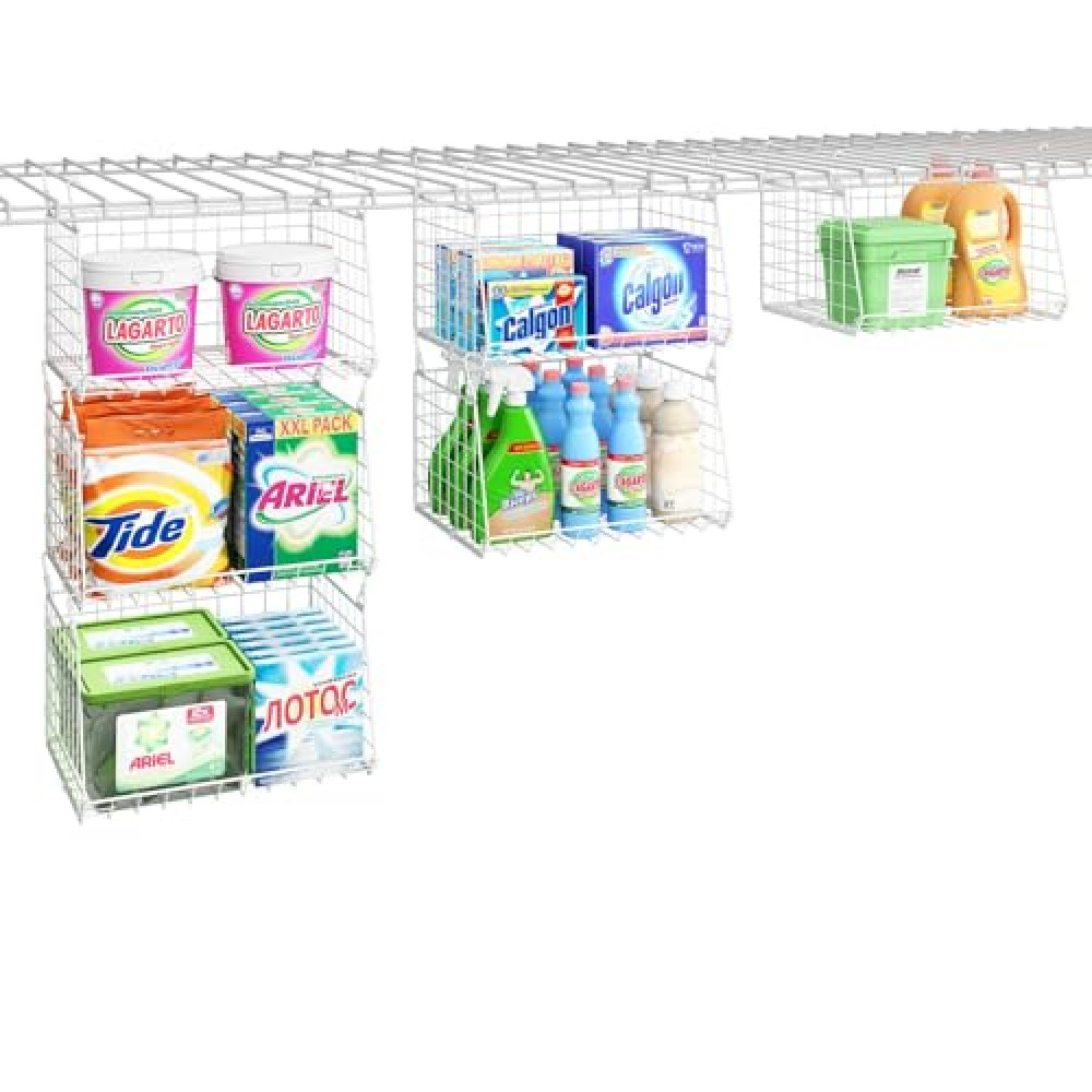 3-Tier Hanging Laundry Basket Organizer：Foldable Wire Shelf Laundry Room Organizer with 360°Rotating Hooks Space Saving Over Washer and Dryer Shelves - Laundry Organization and Storage, White Patent Ironing Boards and Accessories Fiyatı