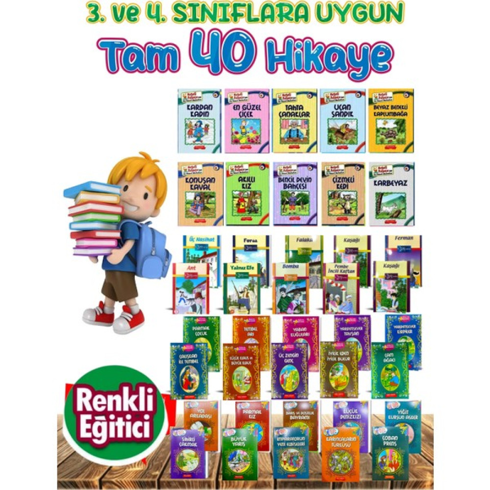 3. Ve 4. Sınıflara Uygun Öğretmen Tavsiyeli Okumayı Sevdiren 40'Lı Hikaye Seti Çocuk Masal Fiyatı