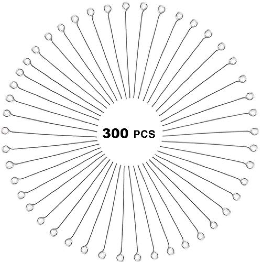 300 Pcs 1.6 Inch 304 Stainless Steel Open Eye Pins Headpins for Jewelry Necklace Making, (Silver)