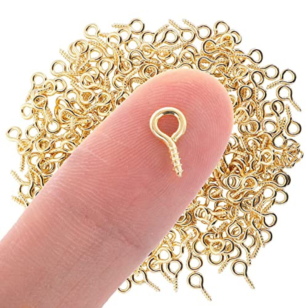 300PCS Jewelry Making Mini Eye Pins and Hooks - Gold Tone Clasps and Screws