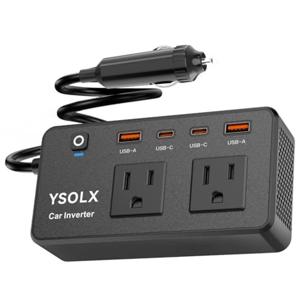 300W Car Power Inverter - YSOLX Dual DC 12V to 110V AC Car Outlet Adapter to Wall Plug, 24W Fast Charging USB-C&USB-A, Portable ​Charger Converter with for Laptops, Phones Car Video Systems Fiyatı
