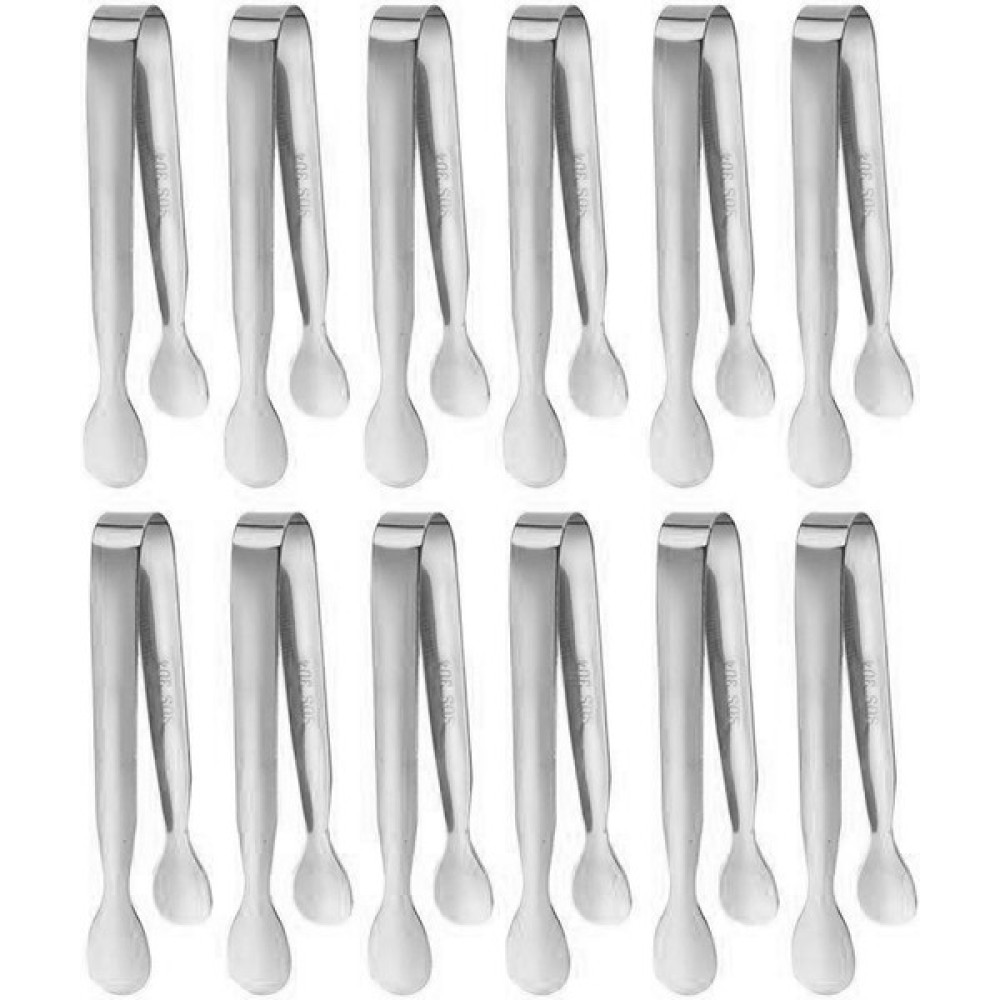 304 Çelik 12 Adet Mini Silver 11 Cm. Buz ve Şeker Maşası CIN624BY-12 - Gümüş Oto Boyaları Fiyatı