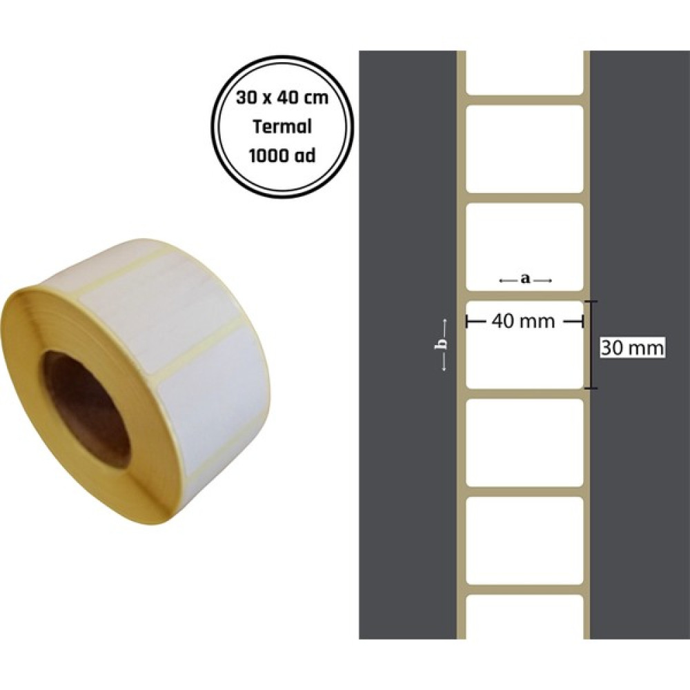 30X40 mm Termal Barkod Etiketi Yaıpışkanlı Etiket (1 Rulo = 1000 Adet) - 1 rulo Barkod Okuyucular Fiyatı