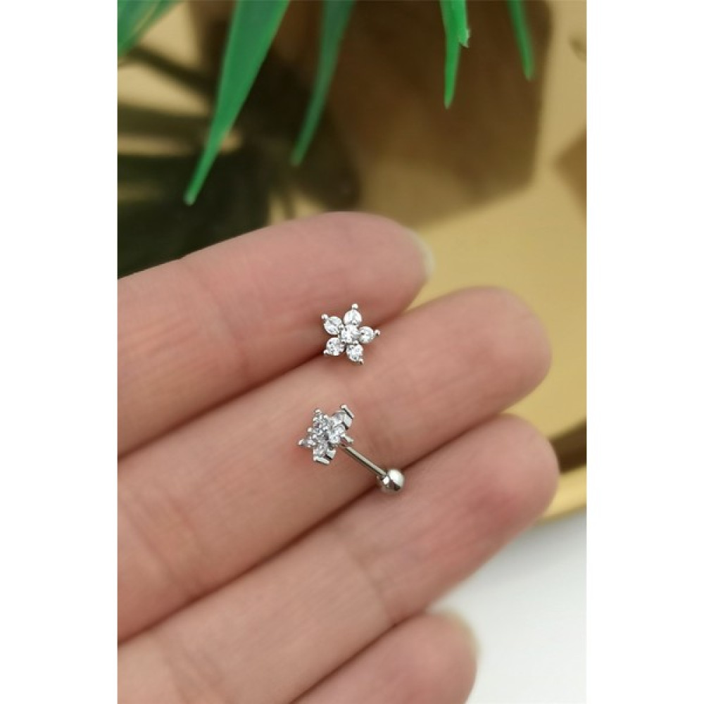 316 Cerrahi Çelik Zirkon Taş Çiçek Piercing TRPIERCING0129 Altın & Gümüş Piercing Fiyatı