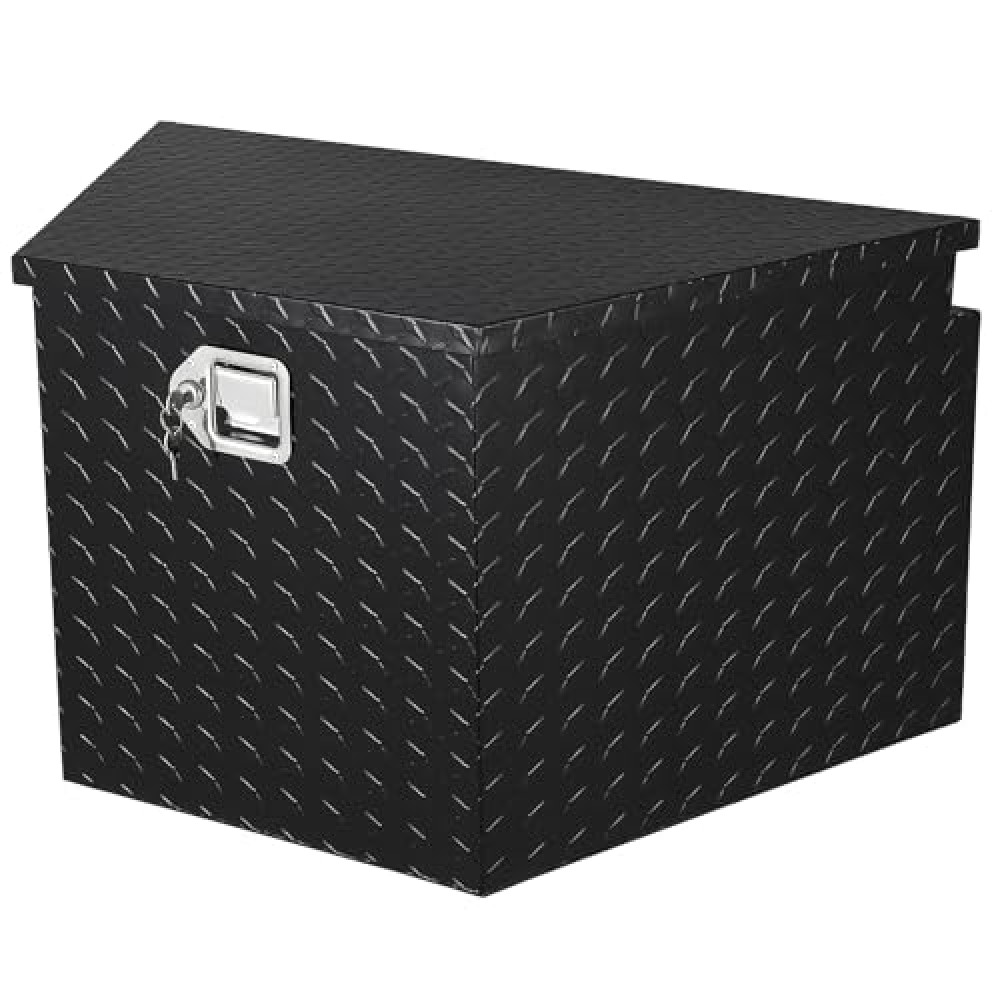 33 Inch Trailer Tool Box Trailer Tongue Boxes, Heavy Duty Aluminum Trailer Tool Box, Diamond Plate Storage Box, Waterproof Trailer Box for Pick Up Truck Bed, RV Trailer with Lock and Keys