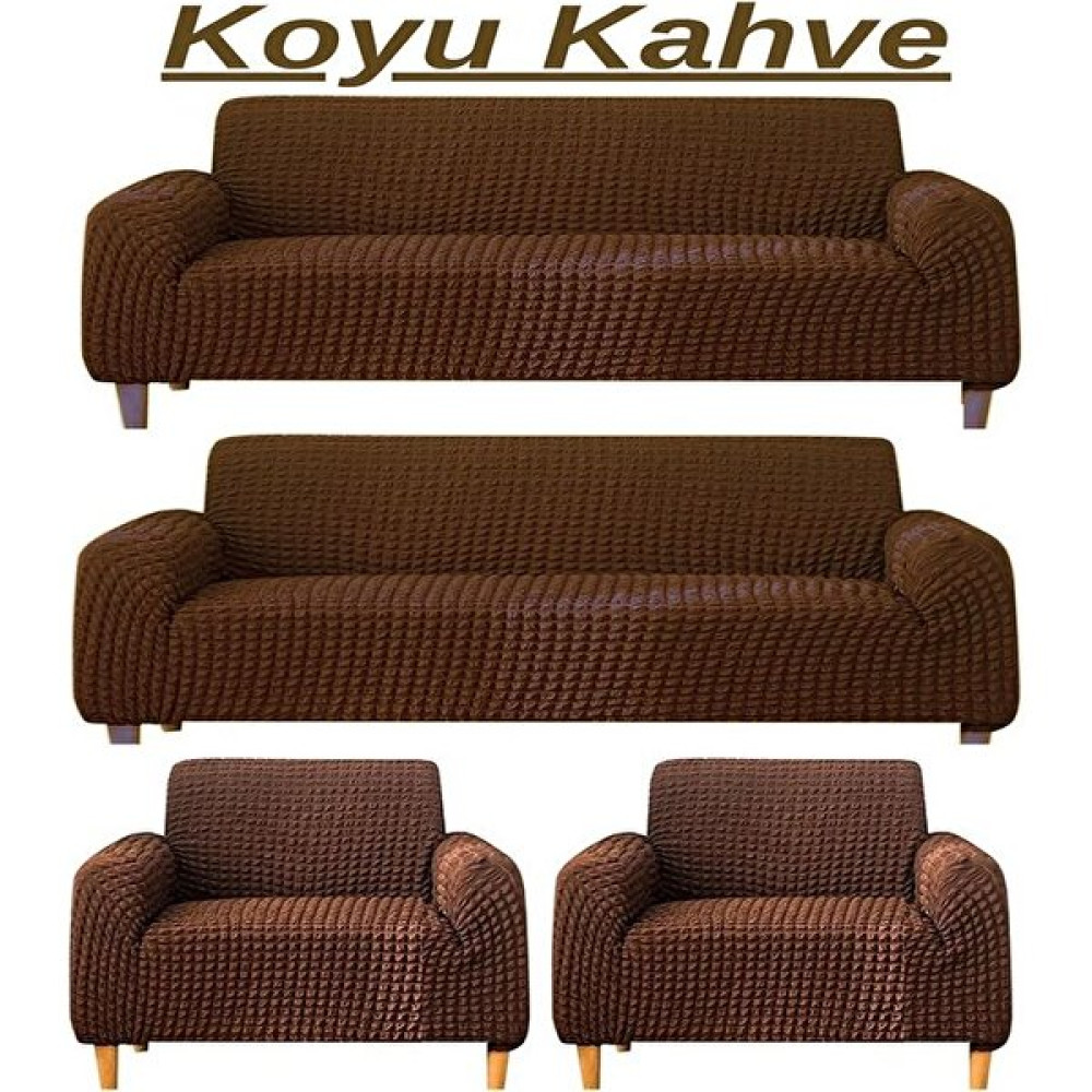 3+3+1+1 Bürümcük Eteksiz, Lastikli, Esnek, Yıkanabilir Koltuk, Kanepe, Çekyat Takımı Örtüsü/kılıfı - Koyu Kahve - 180 x 230 cm Koltuk & Kanepe Örtüsü Fiyatı