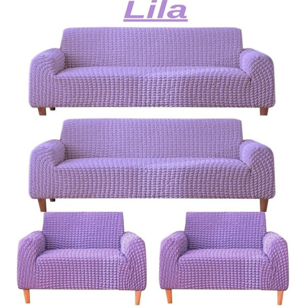 3+3+1+1 Bürümcük Eteksiz, Lastikli, Esnek, Yıkanabilir Koltuk, Kanepe, Çekyat Takımı Örtüsü/kılıfı - Lila - 180 x 230 cm Koltuk & Kanepe Örtüsü Fiyatı