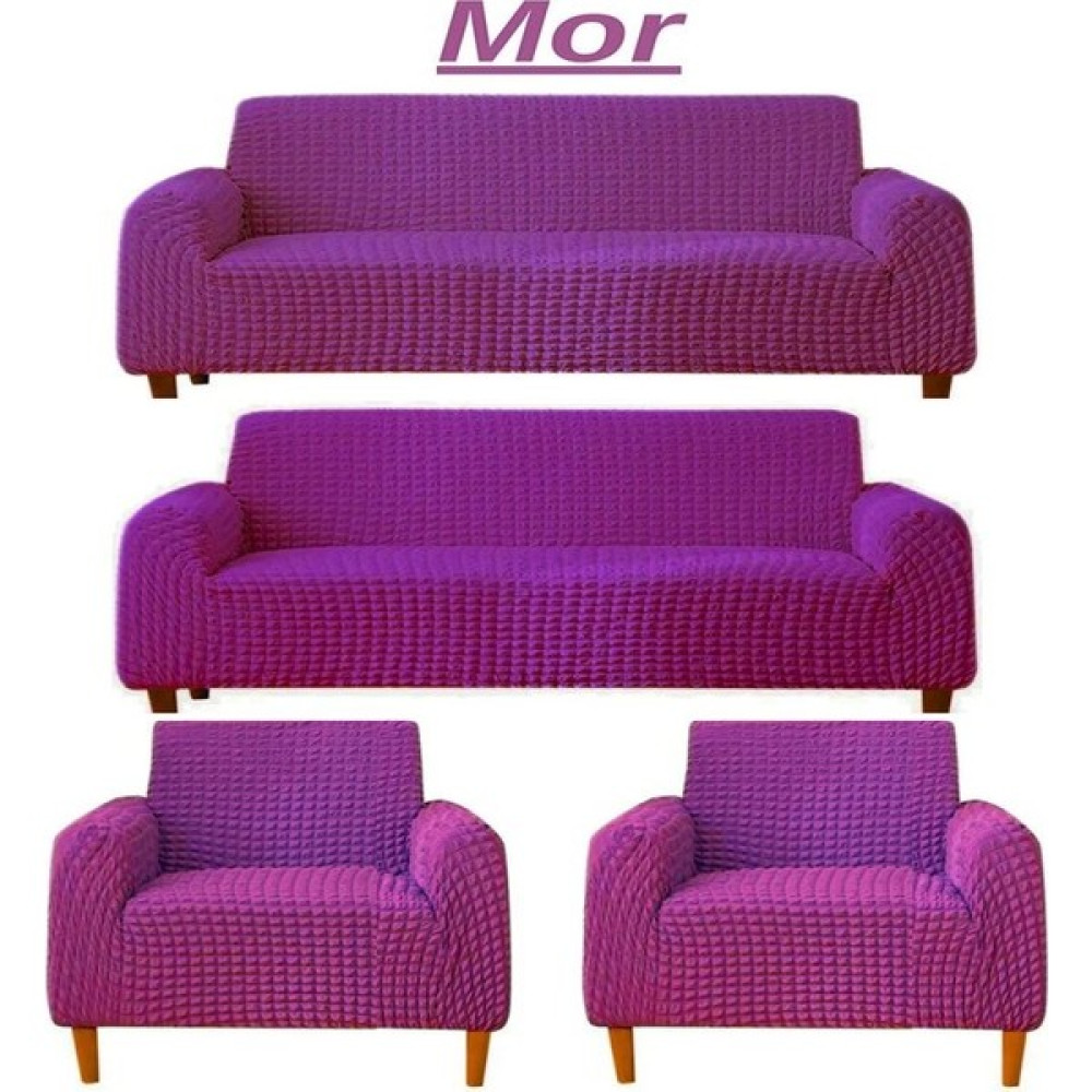 3+3+1+1 Bürümcük Eteksiz, Lastikli, Esnek, Yıkanabilir Koltuk, Kanepe, Çekyat Takımı Örtüsü/kılıfı - Mor - 180 x 230 cm Koltuk & Kanepe Örtüsü Fiyatı