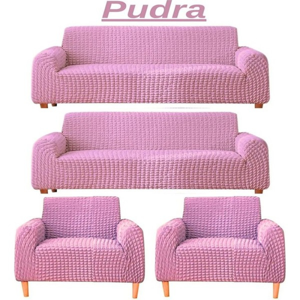 3+3+1+1 Bürümcük Eteksiz, Lastikli, Esnek, Yıkanabilir Koltuk, Kanepe, Çekyat Takımı Örtüsü/kılıfı - Pudra - 180 x 230 cm Koltuk & Kanepe Örtüsü Fiyatı