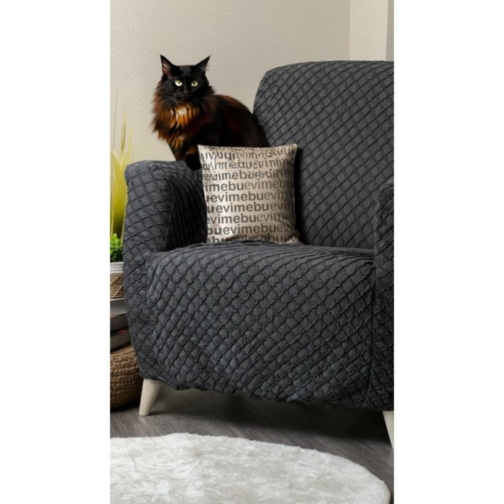 3+3+1+1 Giydirmeli Koltuk Örtüsü - Lastikli Koltuk Örtüsü - Koltuk Takımı Örtüsü - 180 x 240 cm - Antrasit Koltuk & Kanepe Örtüsü Fiyatı