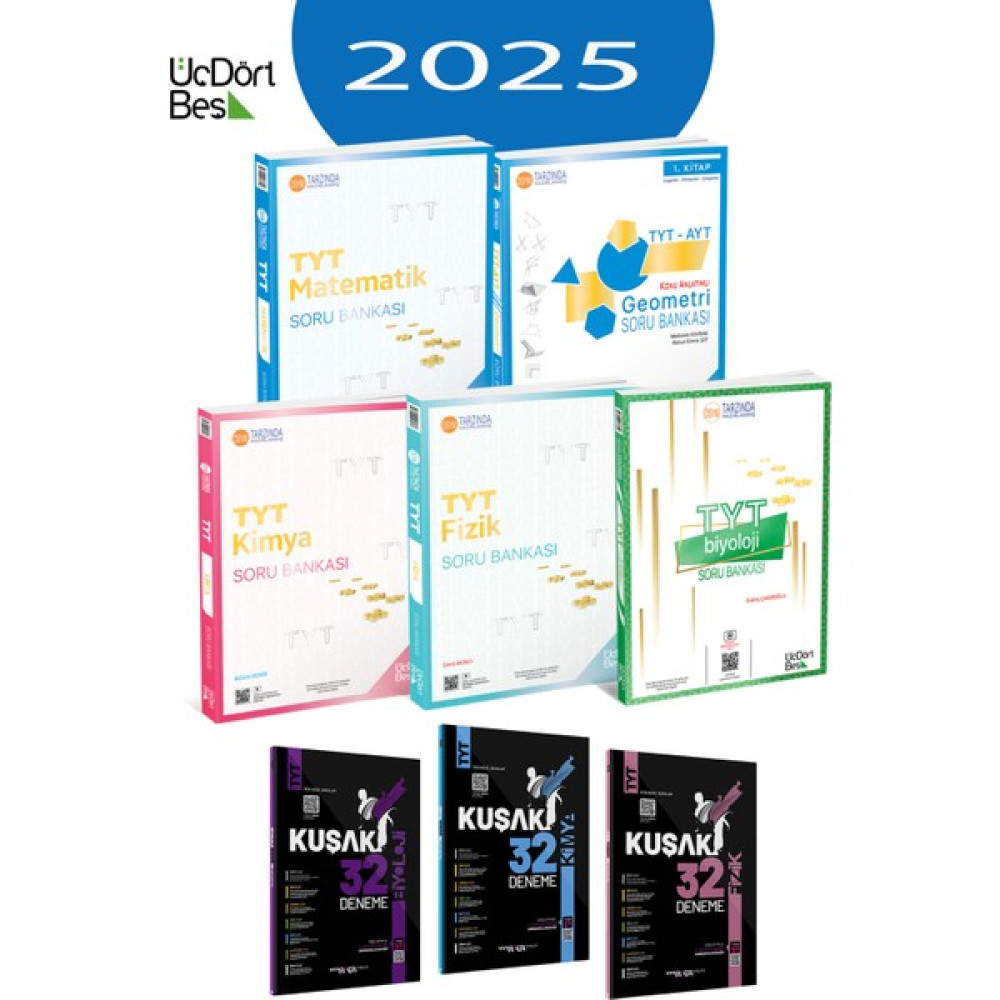 345 - 2025 Tyt Matematik Geometri Fizik Kimya Biyoloji Soru Bankası ve 3 Kitap Deneme Hediye Matematik Fiyatı