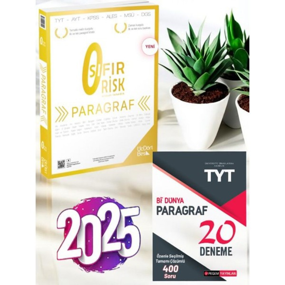 345 Paragraf Sıfır Risk 2025 Model Üç Dört Beş Yayıncılık-Pegem Tyt Bi Dünya Paragraf 20 Deneme Temel Yeterlilik Testi (TYT) Fiyatı