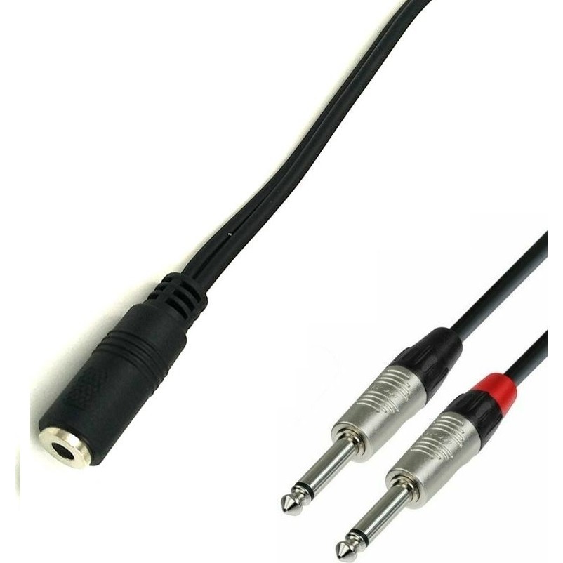 3.5 mm Stereo Dişi To 2x 6.3 mm Mono Erkek Çevirici Kablo 20 cm - Siyah - 3.5 mm Stereo'yu 6.3 mm Mono'ya Ayırıcı Görüntü Kablosu Fiyatı