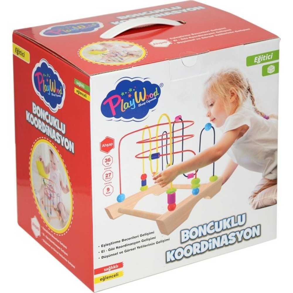 354-ONY Kutuda Ahşap Boncuklu Koordinasyon Bebek Oyuncakları Fiyatı