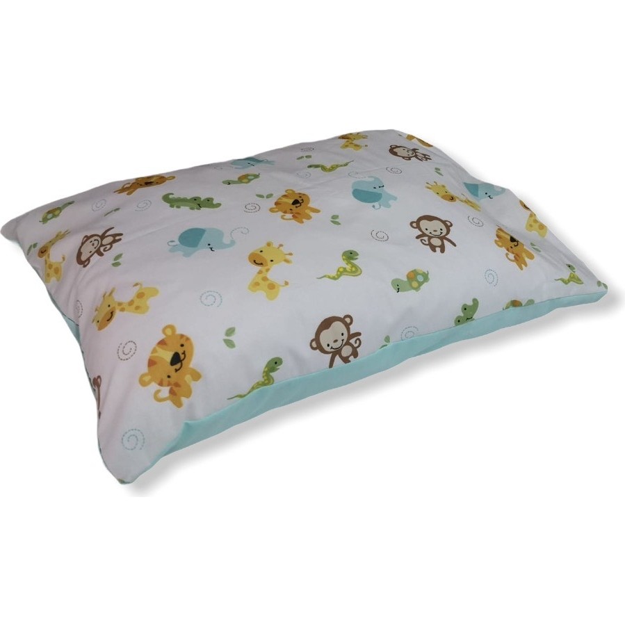 35X45 cm Pamuklu Kumaştan Bebek Yastığı (Safari Hayvanları Desen/mint Yeşil) - Renkli - 35 x 45 cm Bebek Yastığı-Kılıfı Fiyatı