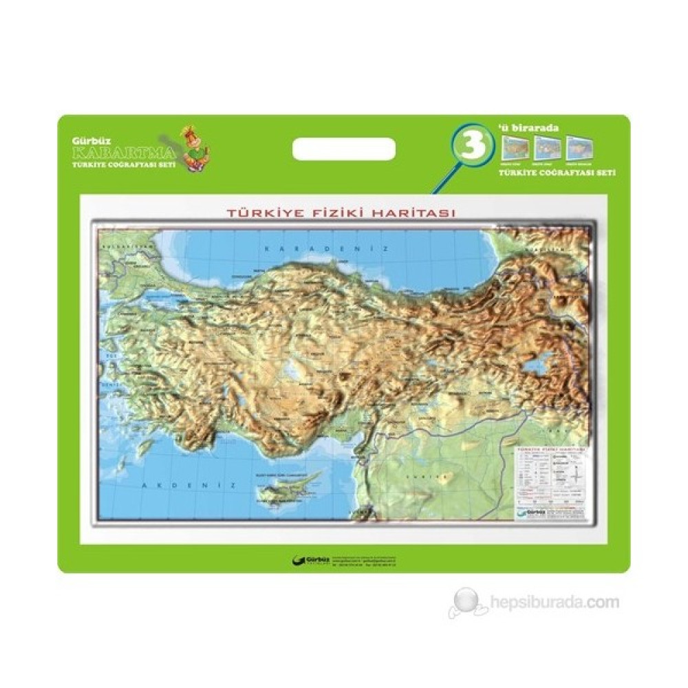 35x50 Kabartma Türkiye Fiziki Haritası Harita & Küre Fiyatı