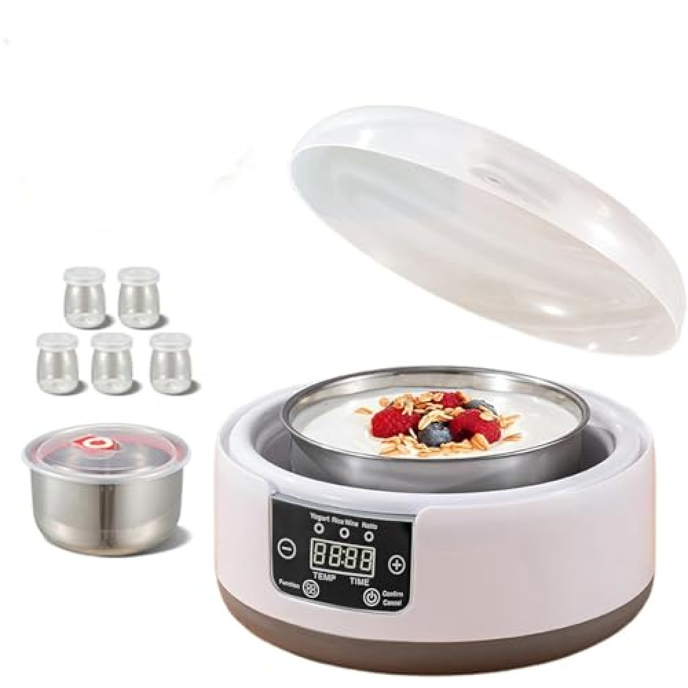 36 Hour Constant temperature control Yogurt Maker with Adjustable Time Automatic Digital LCD Display 1.2L Capacity for Homemade Yogurt Easy to Use and Clean Ideal for Healthy Lifestyle (With 5 Cups)