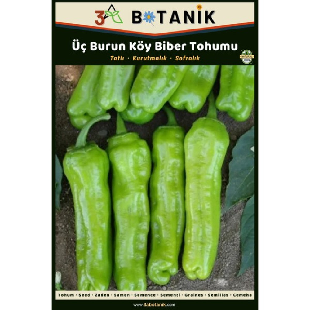 3A Botanik Üç Burun Köy Biber Tohumu, Yerli ve Sürdürülebilir Tohum, 5 Gram Biber Tohumu - 5 gr Tohum Fiyatı