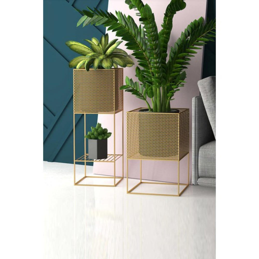 3Art Metal Dekoratif Metal Saksılık 2'li Set Ayaklı Saksılık Saksı Standı Metal Stand Saksı ve Aksesuarları Fiyatı