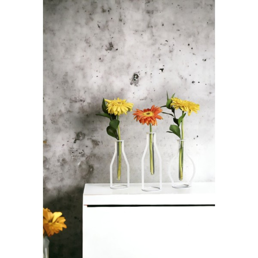 3Art Metal Dekoratif Metal Vazo Çiçeklik Minimalist Modern Saksılık 3'lü Set - Beyaz Vazo Fiyatı