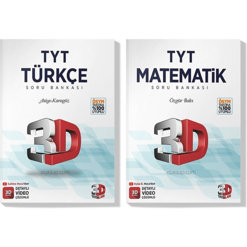 3D 2023 TYT Türkçe Matematik Soru Bankası Seti Hologramlı (2 Kitap) Temel Yeterlilik Testi (TYT) Fiyatı