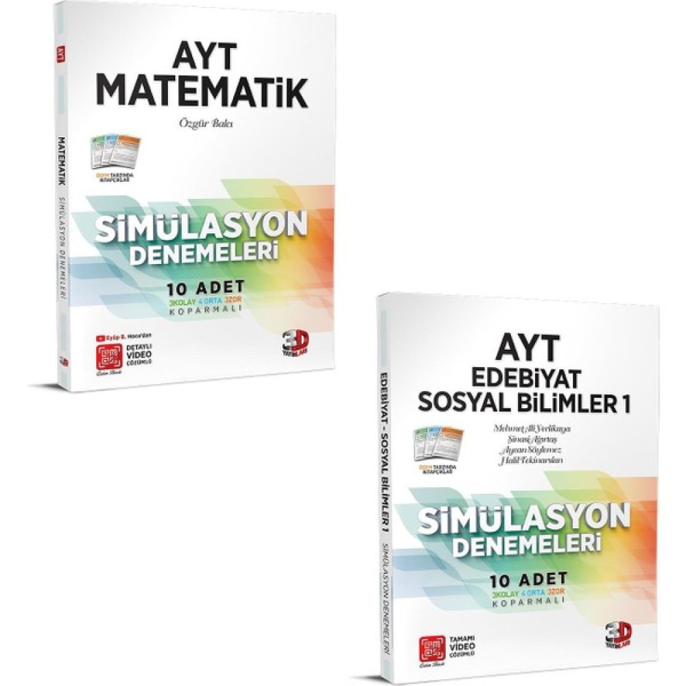 3D Ayt Matematik Edebiyat Sosyal 1 Deneme Seti Yeni 2021 Temel Yeterlilik Testi (TYT) Fiyatı
