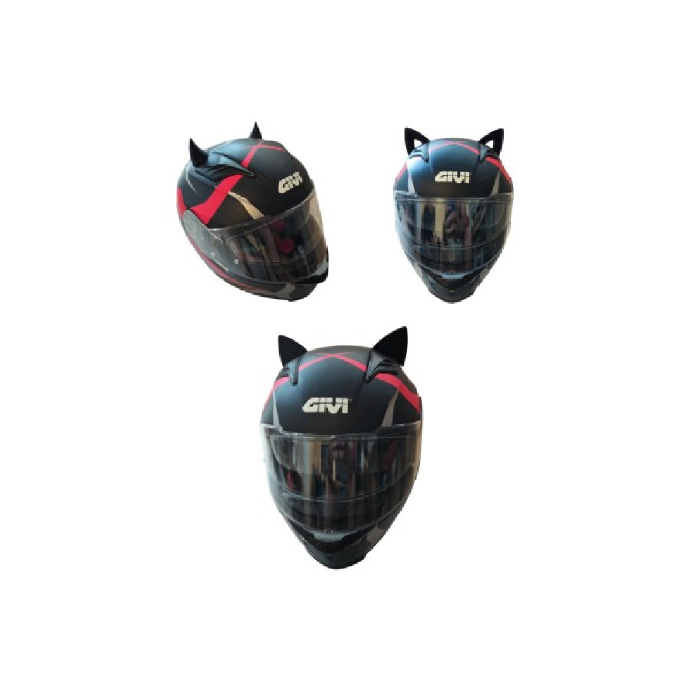 3D Fabrick Kask Süsü -3 Lü Set Kedi Kulağı,kask Boynuzu ve Rüzgar Tutmaz Kedi Kulağı Sağ Sol Takım-Siyah Motorsiklet Kaskları Fiyatı