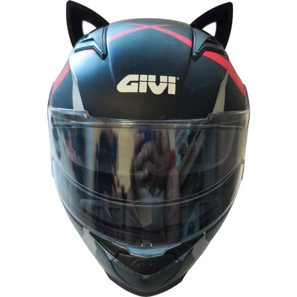 3D Fabrick Kask Süsü -Kedi Kulağı Rüzgar Tutmaz Siyah Motorsiklet Kaskları Fiyatı