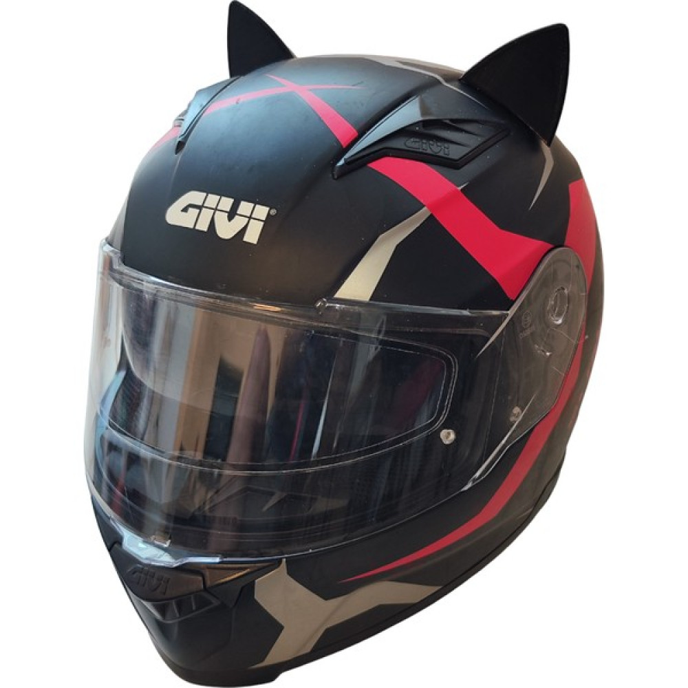 3D Fabrick Kask Süsü Kedi Kulağı Siyah Motorsiklet Kaskları Fiyatı