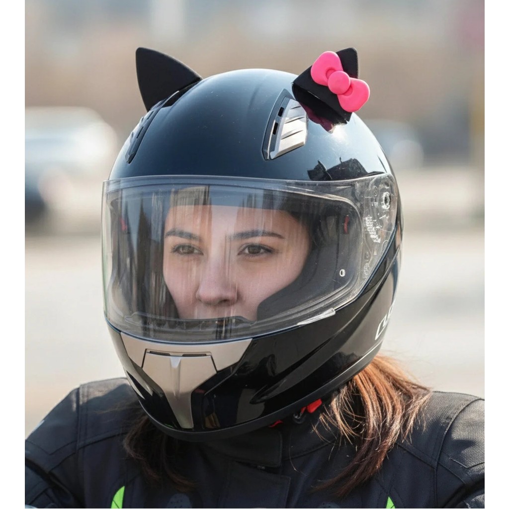 3D Fabrick Kask Süsü -Motor & Motosiklet Pembe Fiyonklu Siyah Kedi Kulak Kask Dış Aksesuarı Diğer Fiyatı