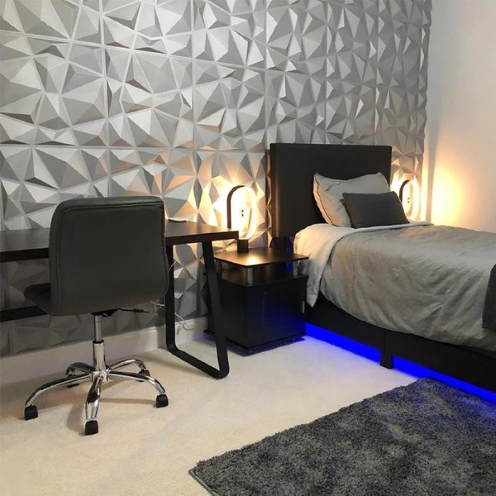 3D Kabartmalı Pvc Yeni Nesil Duvar Paneli Boyanabilir Yapışkanlı Elmas Model 50x50cm - Beyaz - 50 cm Duvar Kağıdı Fiyatı