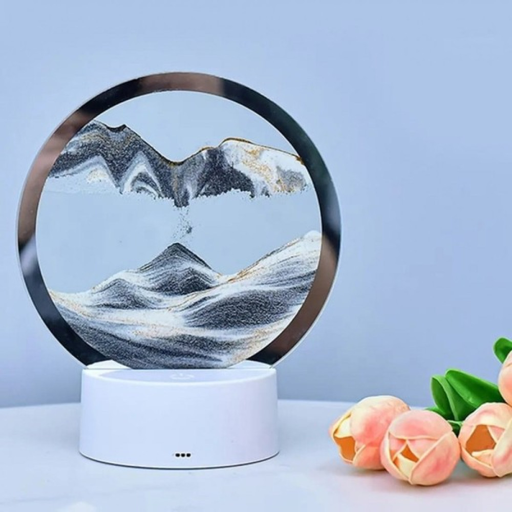3D LED Işıklı Kum Saati Gece Lambası 7 Inç Kum Sanatı Ev Ofis Dekorasyonu Gri Masa Saati Fiyatı