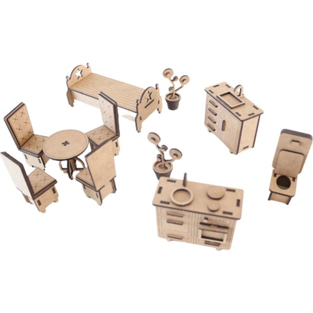 3D Sergi 3D Ahşap Puzzle Ev Eşyaları Set 2 - 105 Parça Maket Fiyatı