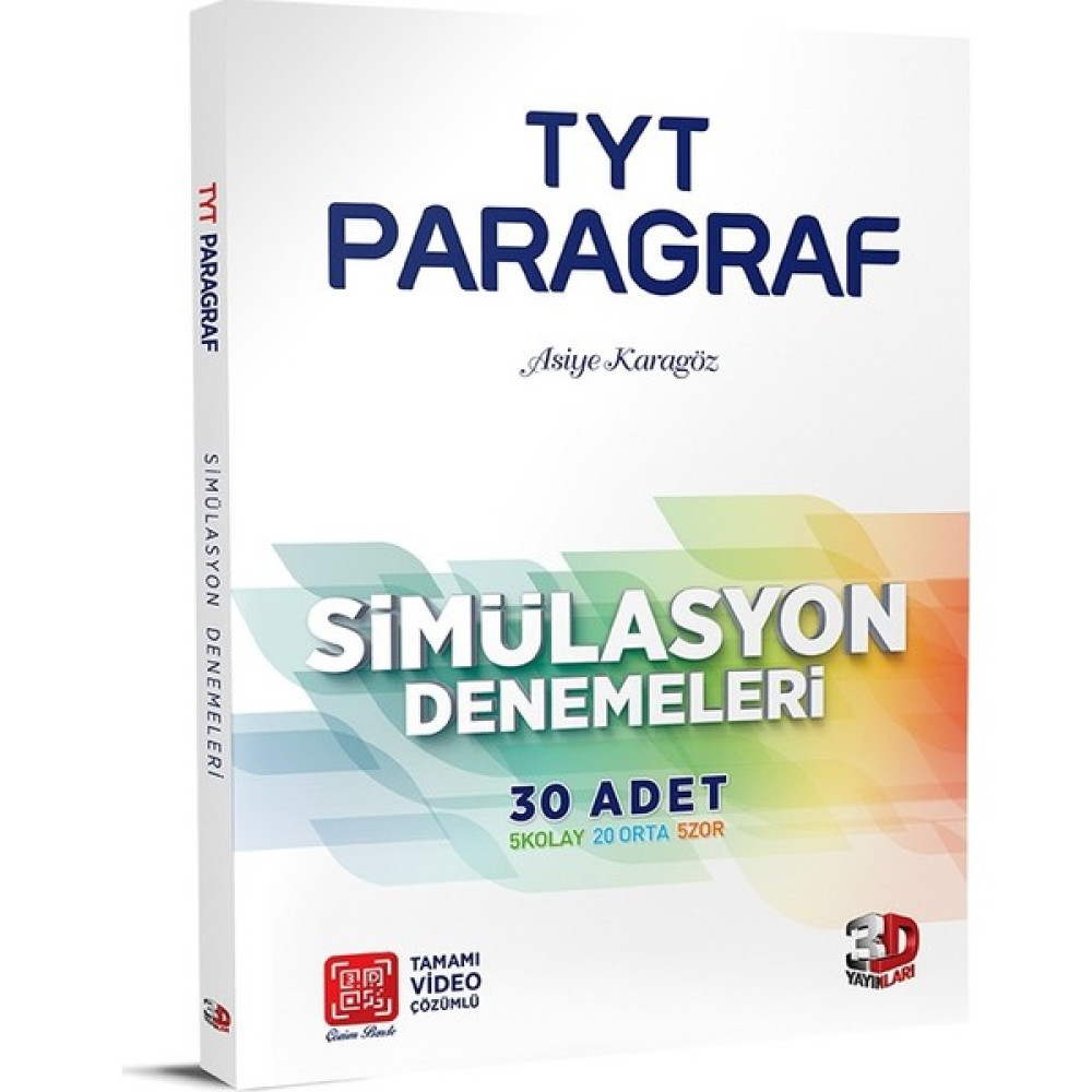 3D TYT Simülasyon Paragraf Denemeleri Tamamı Video Çözümlü Temel Yeterlilik Testi (TYT) Fiyatı