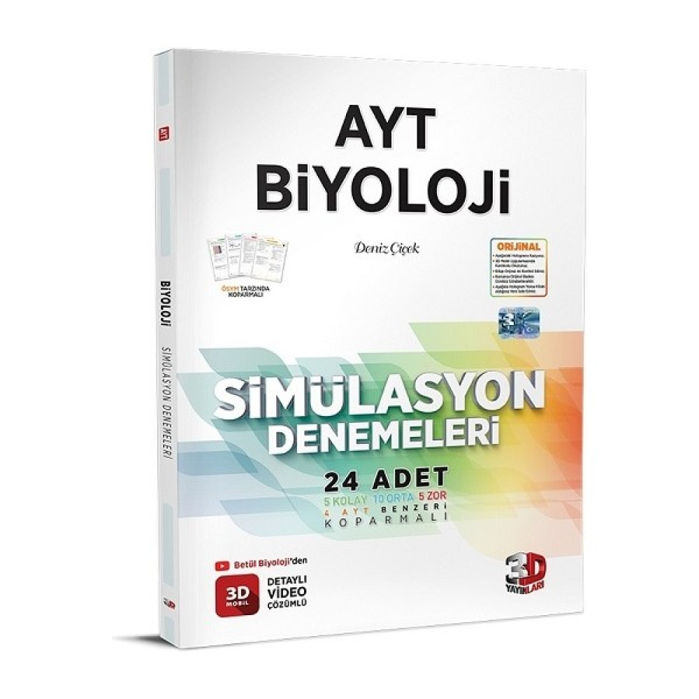3D Yayınları 2023 Ayt 3D Biyoloji Simülasyon Denemeleri Temel Yeterlilik Testi (TYT) Fiyatı