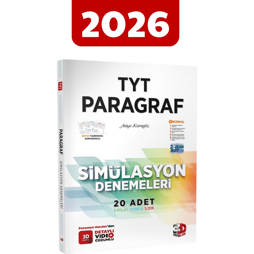 3D Yayınları 2026 TYT Simülasyon Paragraf Denemeleri Üniversite Hazırlık İçin Kapsamlı Kaynak Kaynak Kitapları Fiyatı