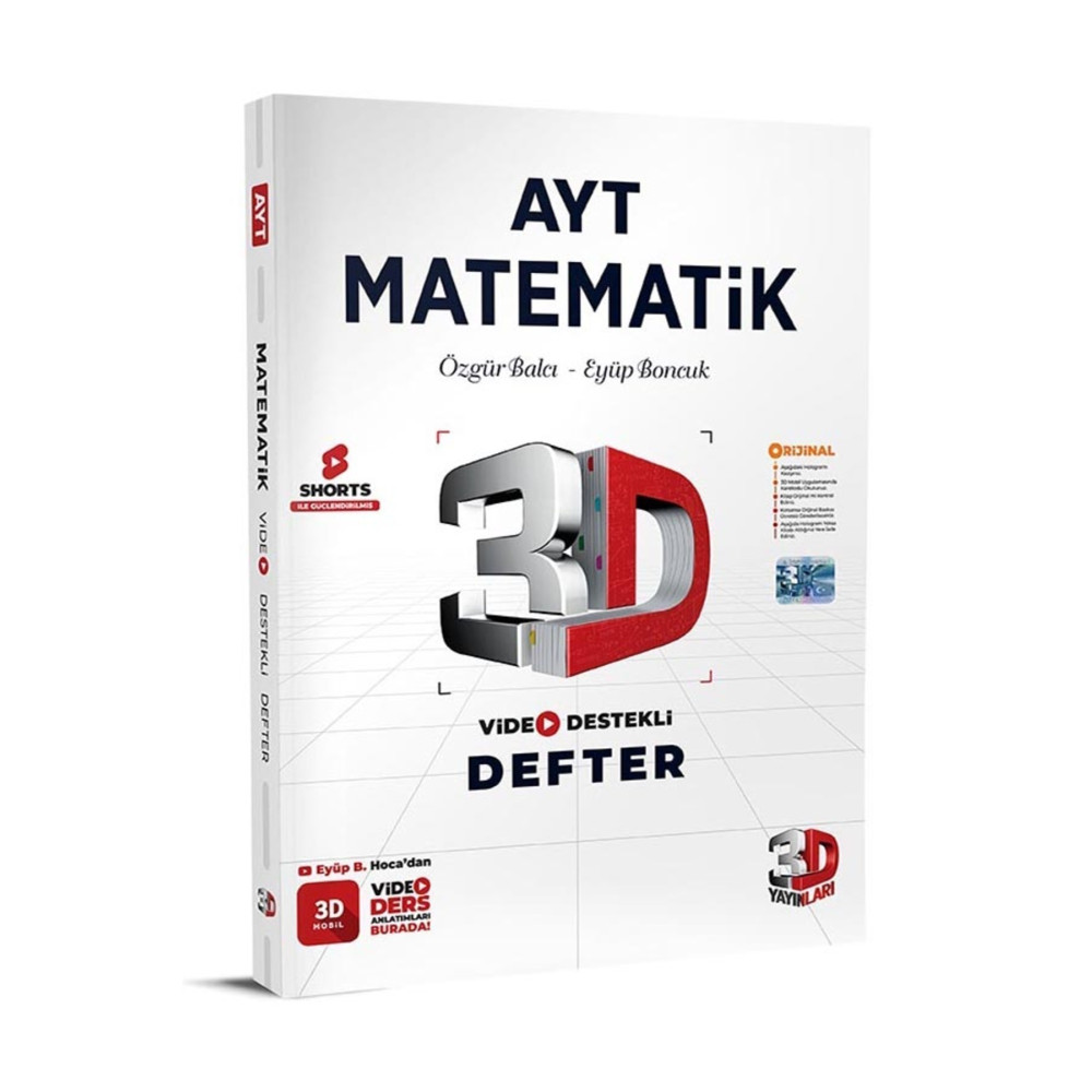 3D Yayınları 3d Ayt Matematik Defter Video Destekli Ders Sınav Kitapları Fiyatı