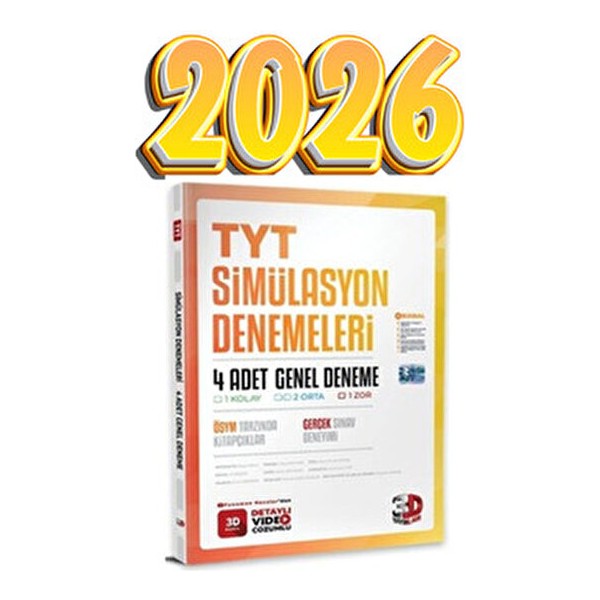 3D Yayınları 3D Simülasyon Deneme 2026 TYT Genel Deneme Kitabı 4 Adet Sınav Bilgisi ile Tüm Dersler Fiyatı