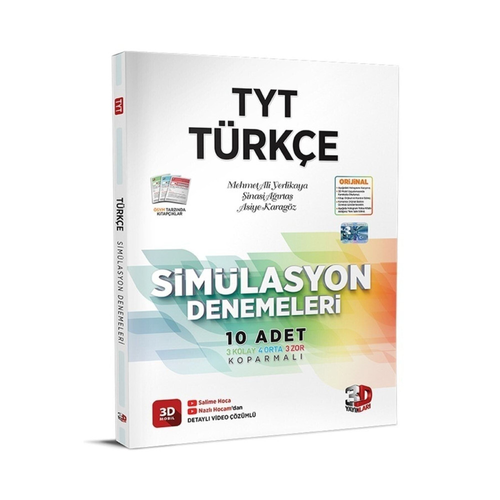 3D Yayınları 3d Tyt Türkçe Simülasyon Denemeleri Ders Sınav Kitapları Fiyatı